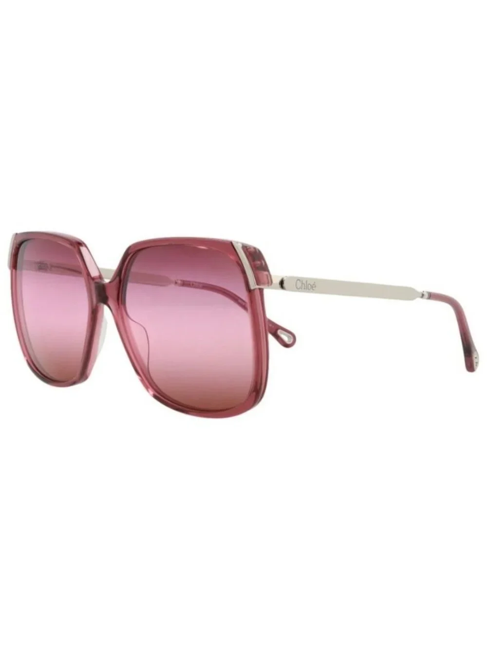 New Chloé Womens Square/Rectangle Burgundy Silver Red Fashion Designer Sunglasse